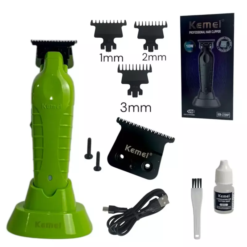 KEMEI KM-2299P – Tondeuse Sans Fil Pro 10W, Autonomie 180 min & Lame T-Blade Zero-Gap