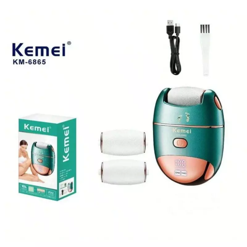 KEMEI KM-6865 – Exfoliant Électrique pour Pieds, 2 Vitesses, Étanche