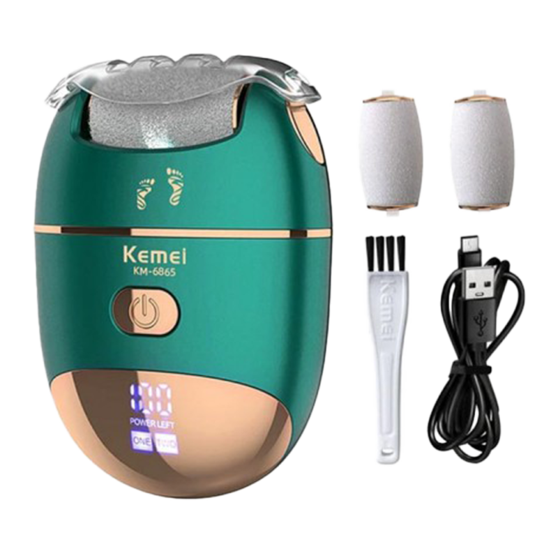 KEMEI KM-6865 – Exfoliant Électrique pour Pieds, 2 Vitesses, Étanche