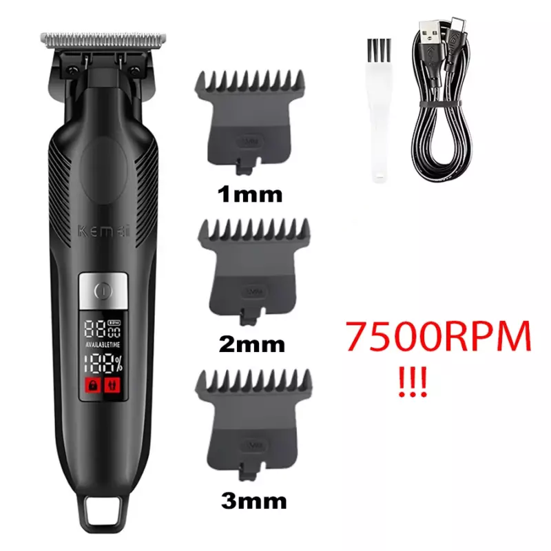 Kemei KM-2284 Tondeuse à cheveux professionnelle sans fil afficheur lcd
