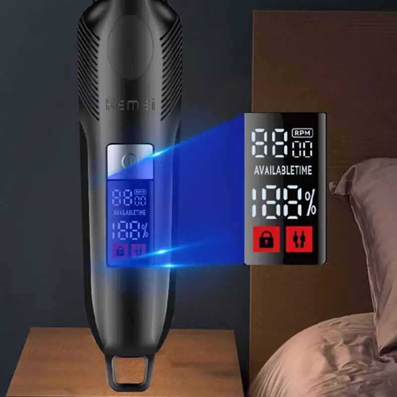 Kemei KM-2284 Tondeuse à cheveux professionnelle sans fil afficheur lcd