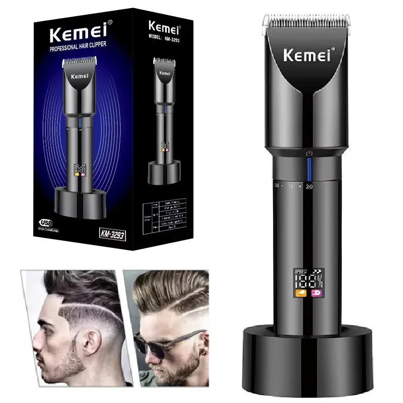Kemei KM-3293 charge tondeuse à cheveux professionnelle électrique sans fil réglable
