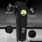 Kemei KM-2372 - Réglable 8W Rechargeable 2000 mAh Sans Fil Électrique LCD noir