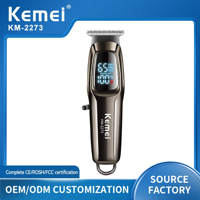 Kemei KM-2273 Professionnel Tondeuse À Cheveux USB Charge Rapide Push Cisaillement Écran LCD