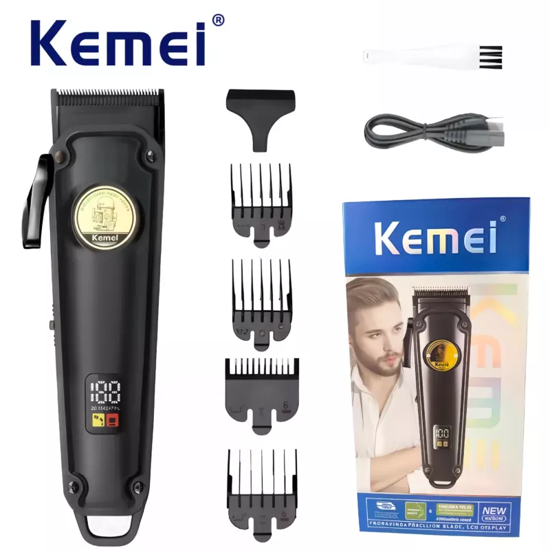 Kemei KM-2372 - Réglable 8W Rechargeable 2000 mAh Sans Fil Électrique LCD noir