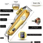 Kemei km-1986 -Tondeuse à cheveux professionnelle pour hommes, rasoir électrique sans fil, avec écran LCD, USB
