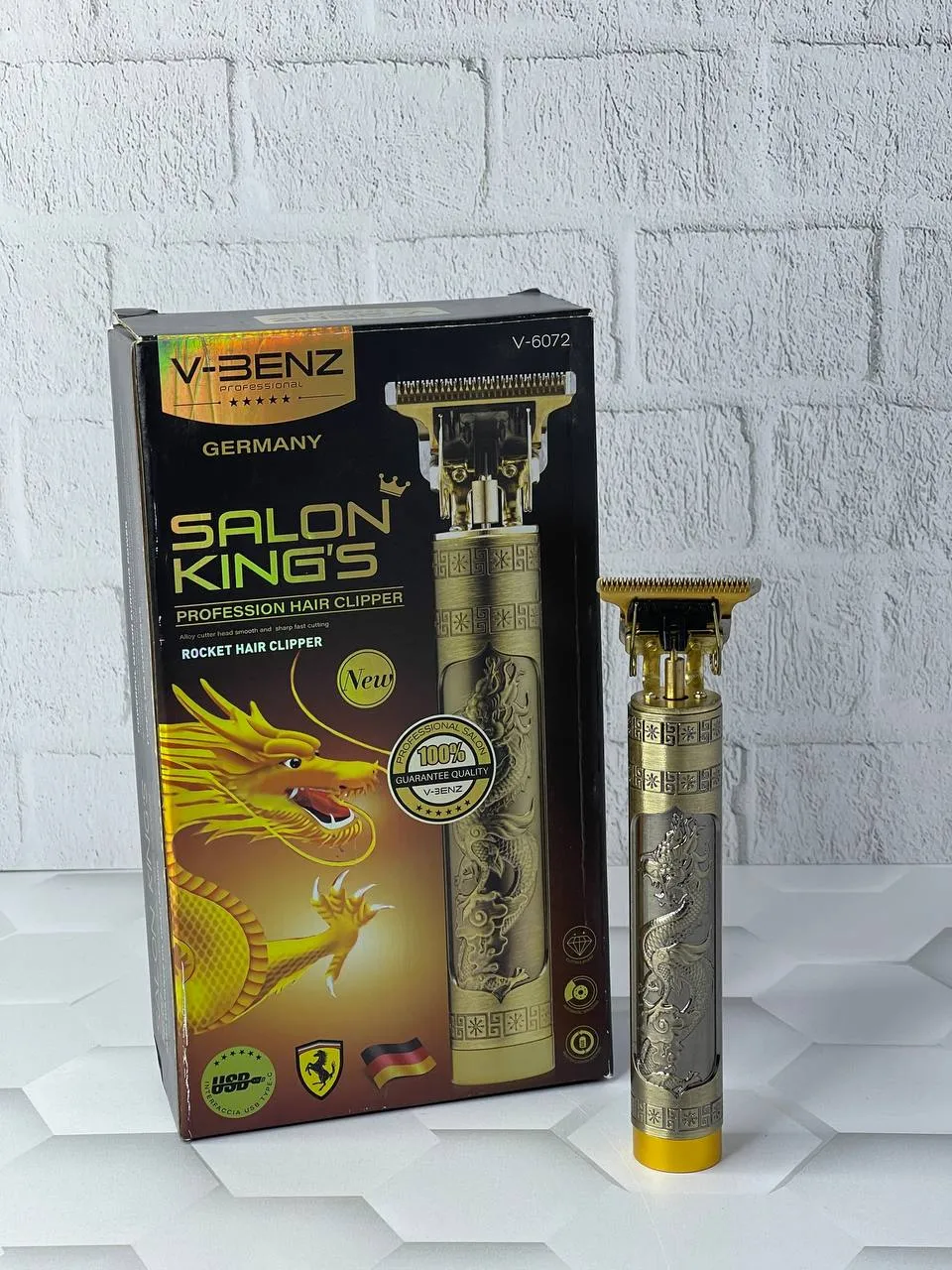 V-BENZ V-6072 – tondeuse professionnel “Zero-Gap” rechargeable doré - dragon