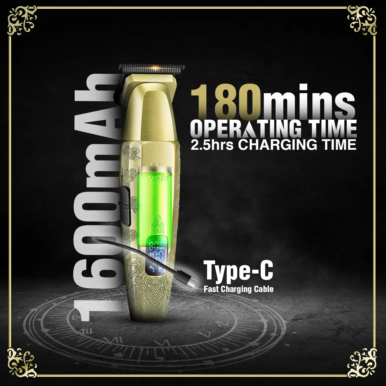 VGR V-265 – Tondeuse Professionnelle Sans Fil 180 min Autonomie