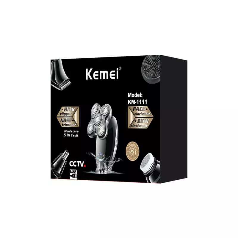 Kemei KM-1004 – Rasoir Électrique Professionnel multifoncition Rechargeable à 3 Têtes Flottantes
