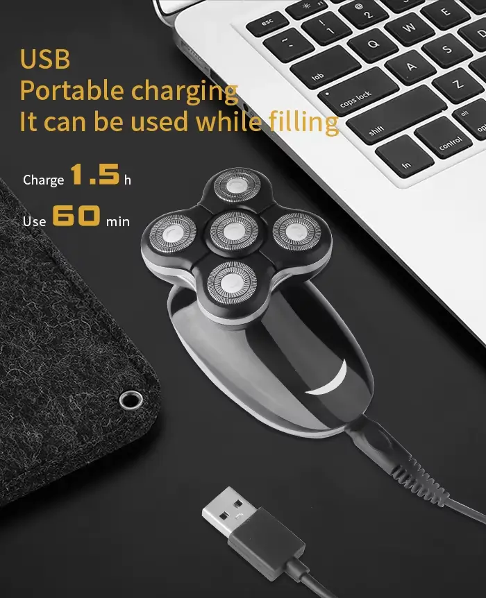 Kemei KM-1004 – Rasoir Électrique Professionnel multifoncition Rechargeable à 3 Têtes Flottantes