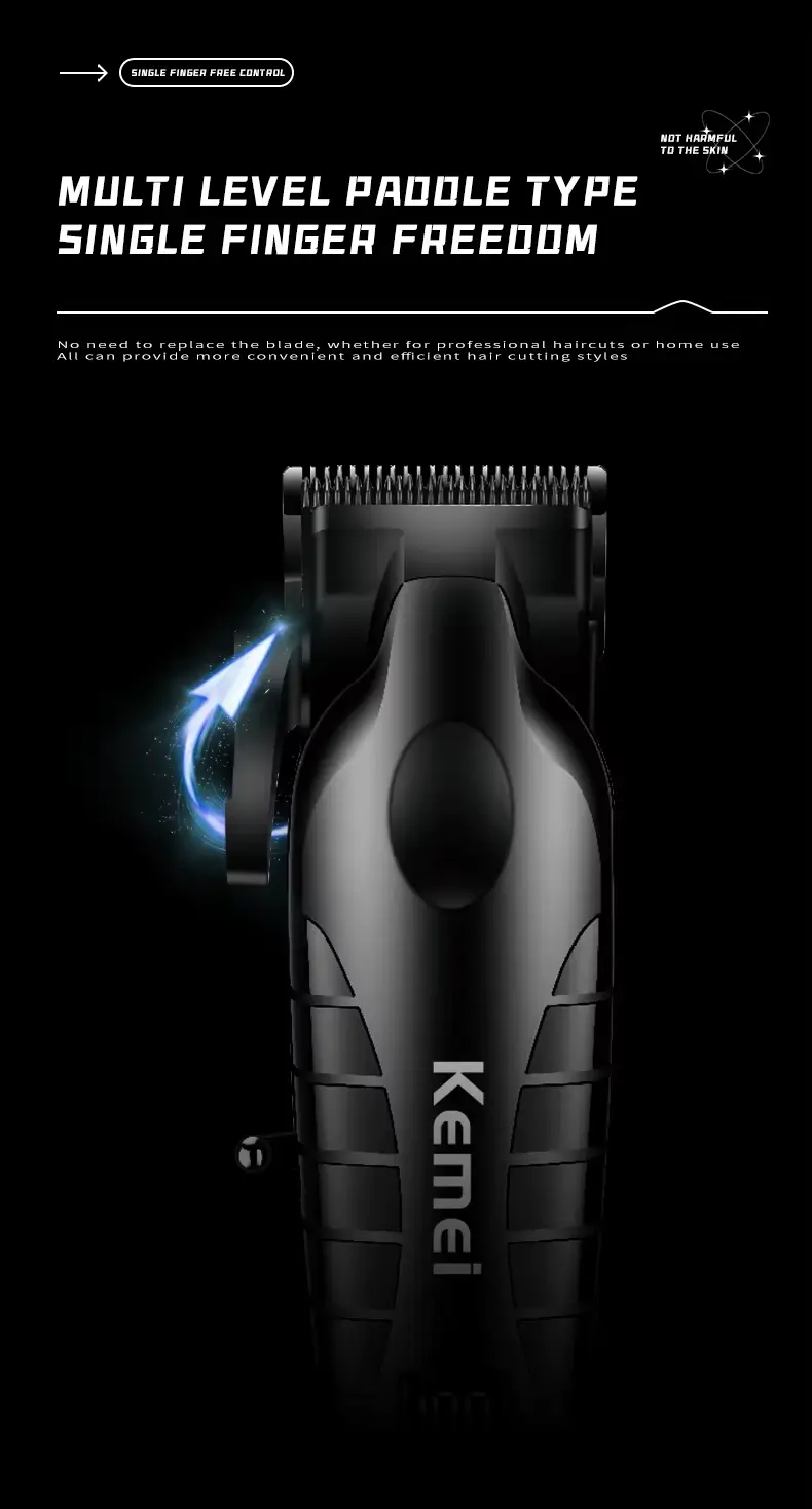 Kemei KM-2290D – Tondeuse Électrique Rechargeable Sans Fil pour Cheveux & Barbe