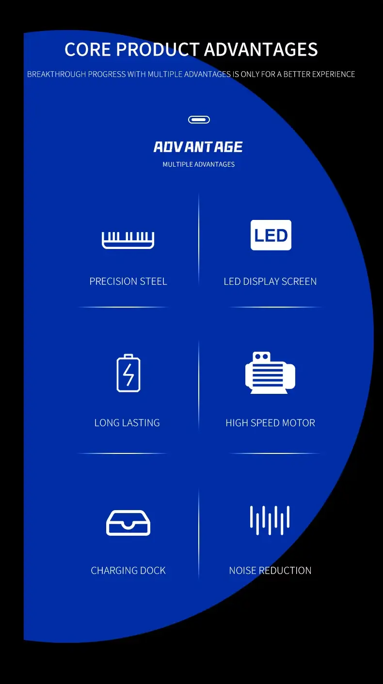 Kemei KM-2290D – Tondeuse Électrique Rechargeable Sans Fil pour Cheveux & Barbe