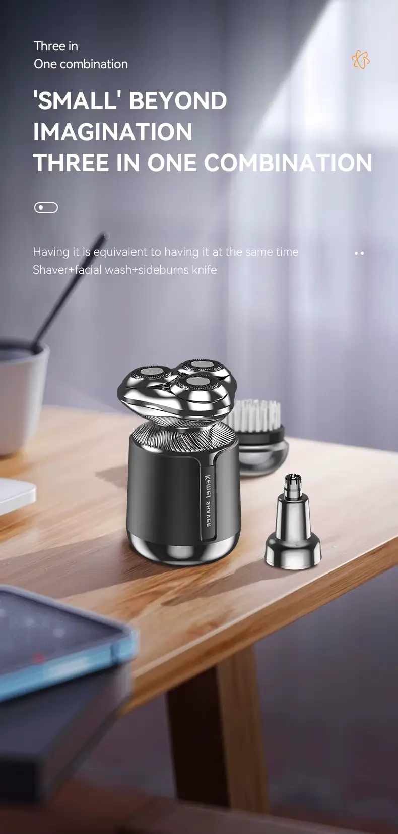 Kemei KM-3224 – Rasoir / Tondeuse 3-en-1 Rechargeable