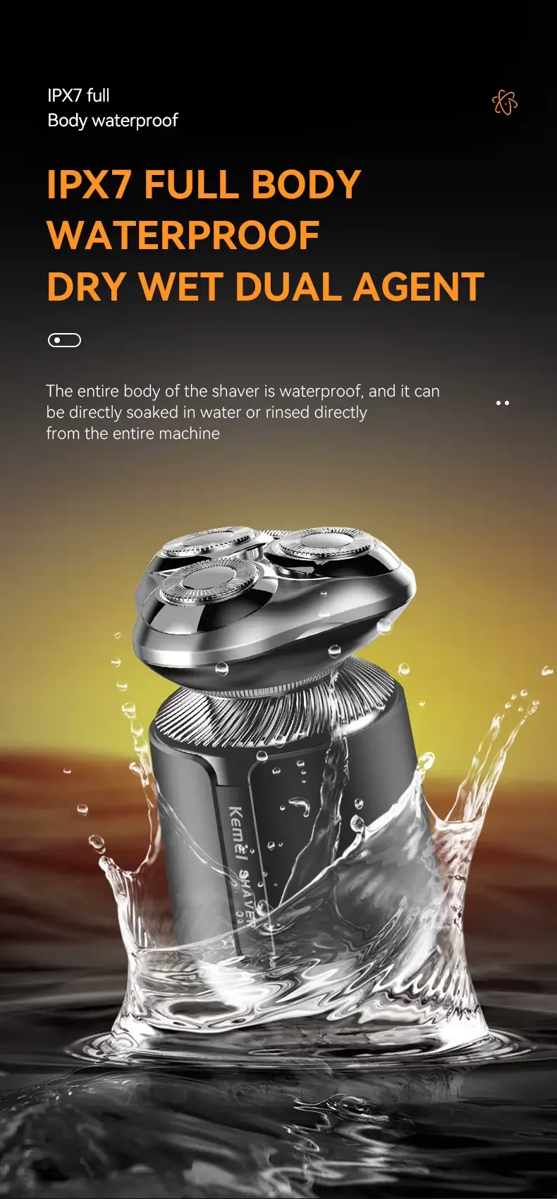 Kemei KM-3224 – Rasoir / Tondeuse 3-en-1 Rechargeable