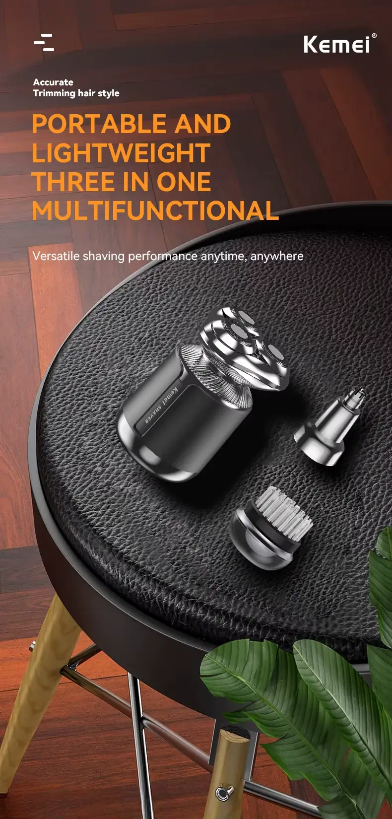 Kemei KM-3224 – Rasoir / Tondeuse 3-en-1 Rechargeable