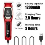 Kemei KM-1711 – Tondeuse / Coupe-cheveux sans fil 7 300 RPM – Batterie 1200 mAh