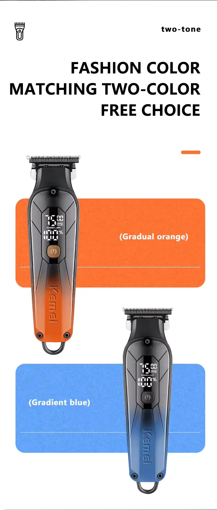 Kemei KM-1741 – Tondeuse sans fil professionnelle 5W – batterie 1200 mAh