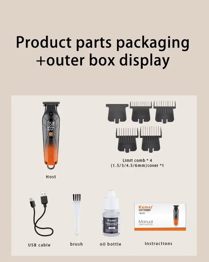 Kemei KM-1741 – Tondeuse sans fil professionnelle 5W – batterie 1200 mAh