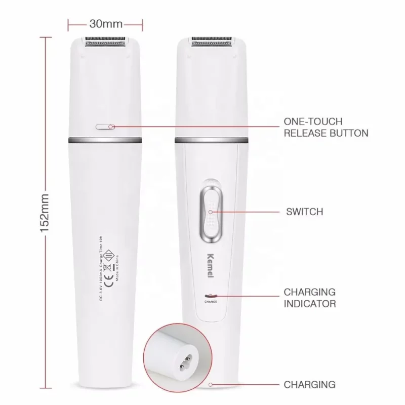Kemei KM-2198 – Épilateur / rasoir / tondeuse 5-en-1 rechargeable