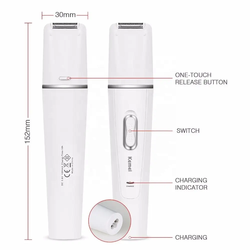 Kemei KM-2198 – Épilateur / rasoir / tondeuse 5-en-1 rechargeable