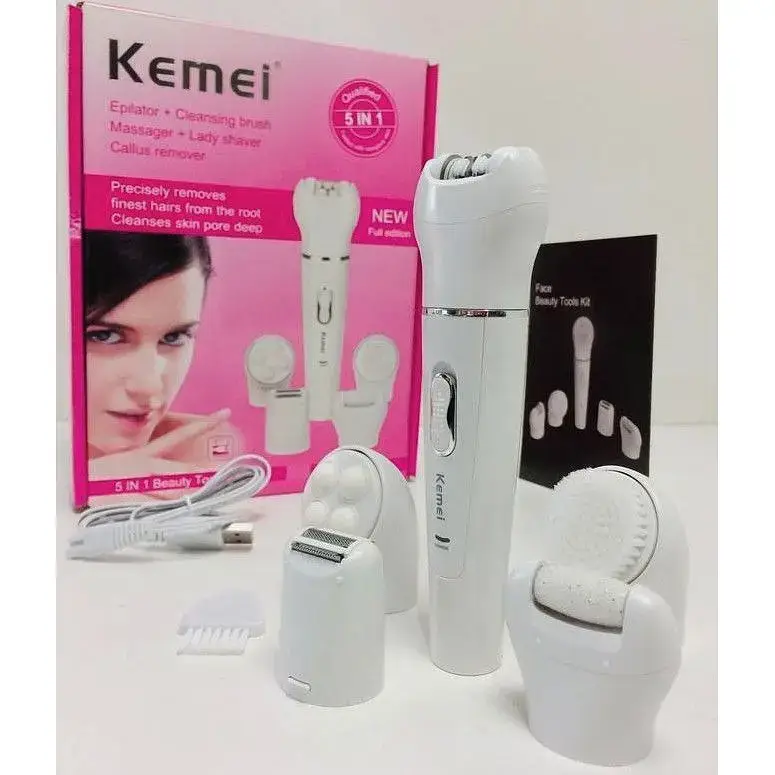 Kemei KM-2198 – Épilateur / rasoir / tondeuse 5-en-1 rechargeable