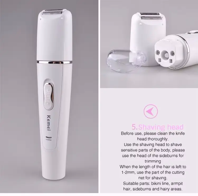 Kemei KM-2198 – Épilateur / rasoir / tondeuse 5-en-1 rechargeable
