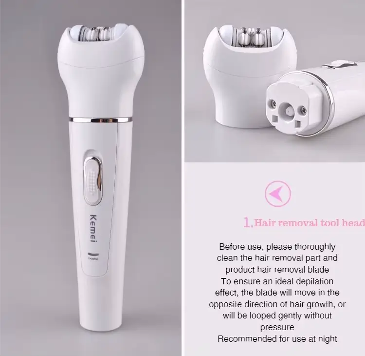 Kemei KM-2198 – Épilateur / rasoir / tondeuse 5-en-1 rechargeable