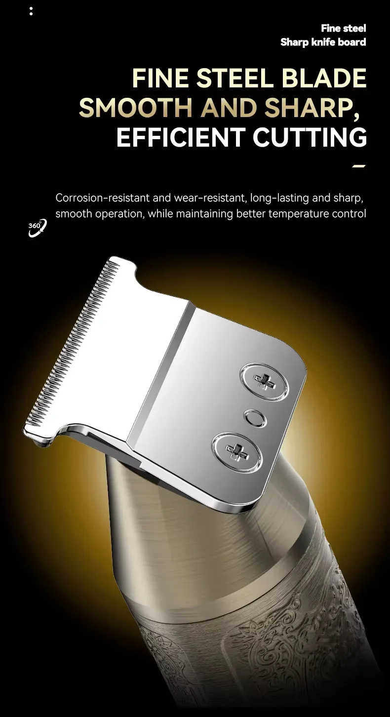 Kemei KM-2243 tondeuse à cheveux sans fil avec afficheur lcd - gold - doré - type c - 5W - 7500rpm