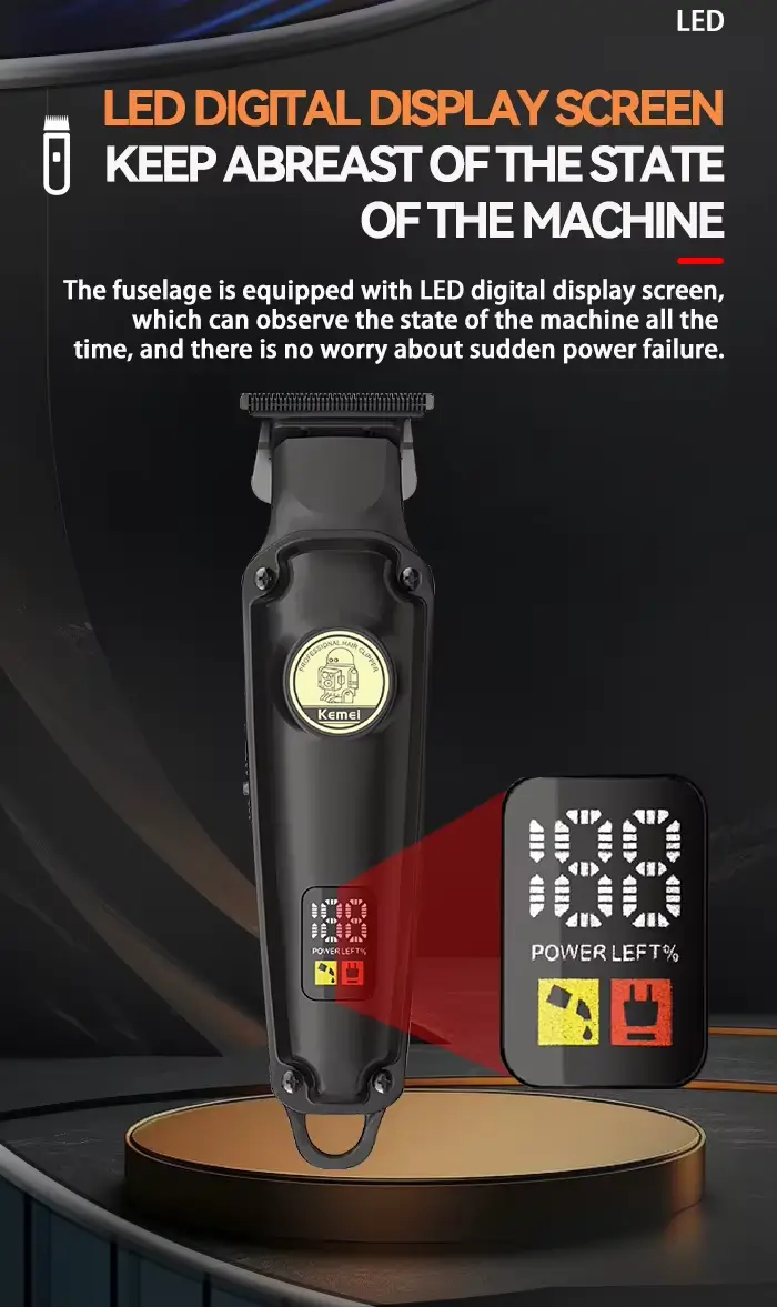 Kemei KM-2371 – Tondeuse sans fil professionnelle pour cheveux et barbe 1200mAh 5W