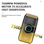 Kemei KM-T389 – Rasoir électrique étanche IPX5 à double lames rotatives