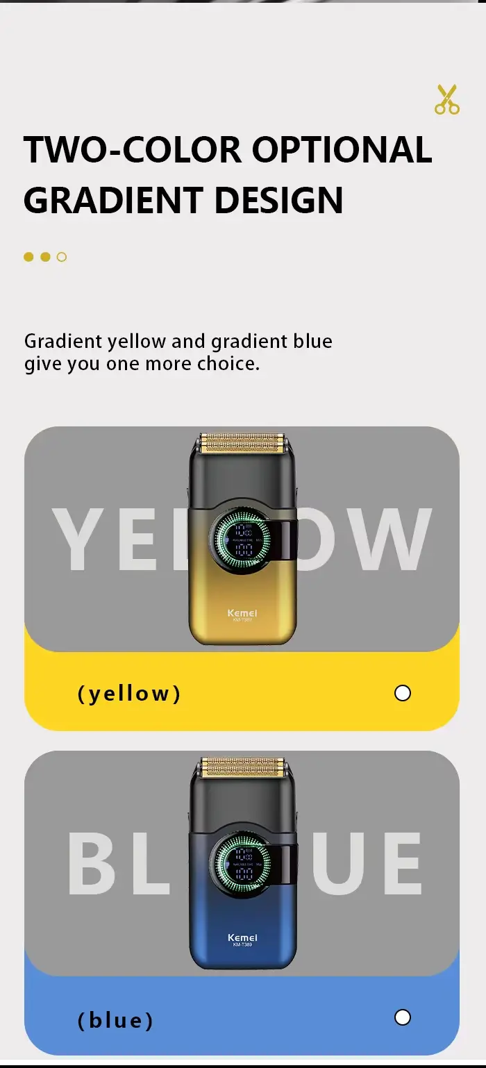 Kemei KM-T389 – Rasoir électrique étanche IPX5 à double lames rotatives