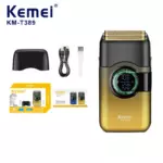 Kemei KM-T389 – Rasoir électrique étanche IPX5 à double lames rotatives
