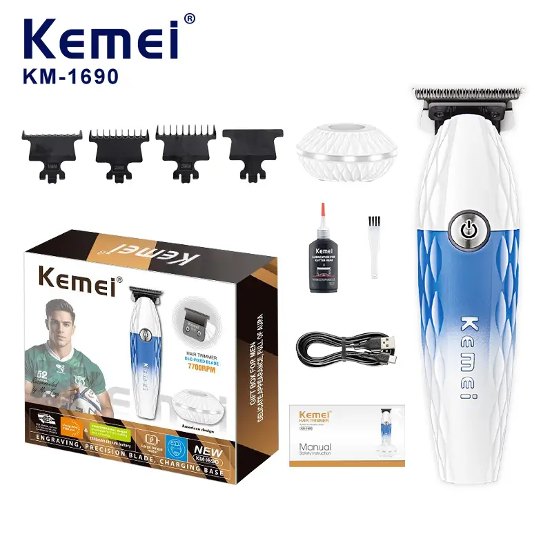 Kemei KM‑1690 – Tondeuse cheveux et barbe rechargeable professionnelle