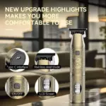 Kemei KM-2243 tondeuse à cheveux sans fil avec afficheur lcd - gold - doré - type c - 5W - 7500rpm