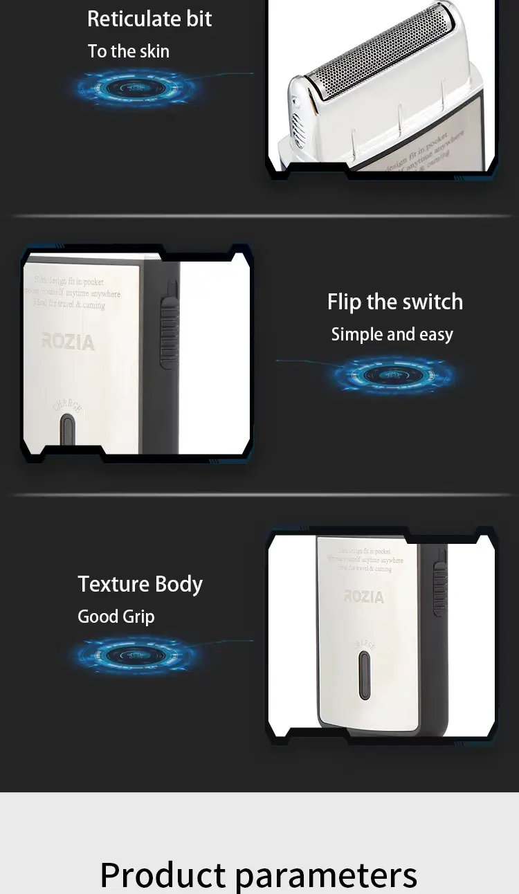 ROZIA PRO HT9321 – Rasoir électrique rechargeable USB - gris