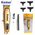 Kemei KM-1313 – Mini tondeuse à cheveux rechargeable avec écran LCD – gold – doré