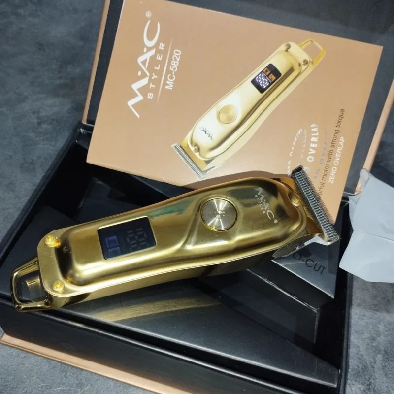 MAC Styler MC-5820 – Tondeuse cheveux, barbe et corps professionnelle – gold doré avec afficheur