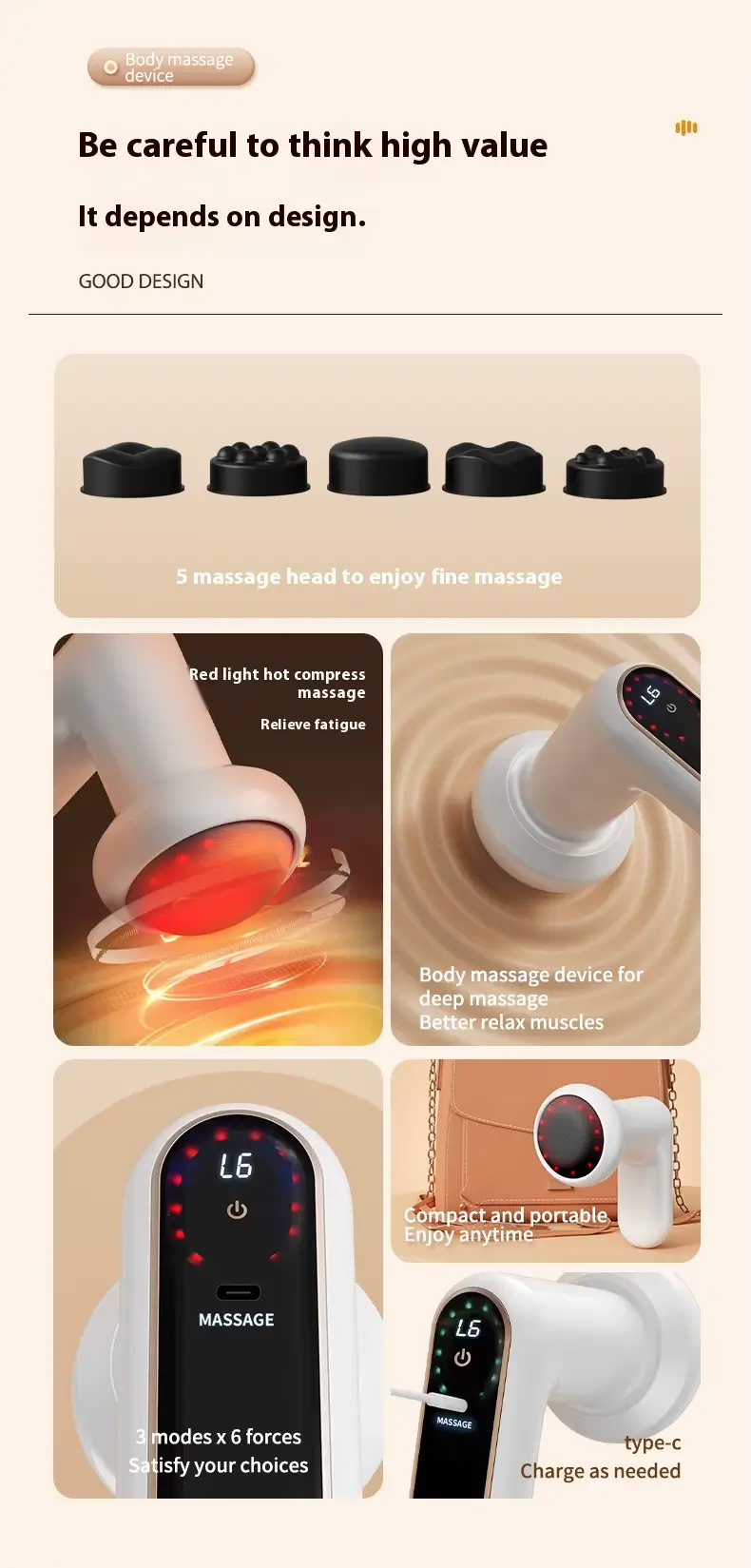 yx-730 anti-cellulite électrique portable – Appareil de massage corporel multifonction