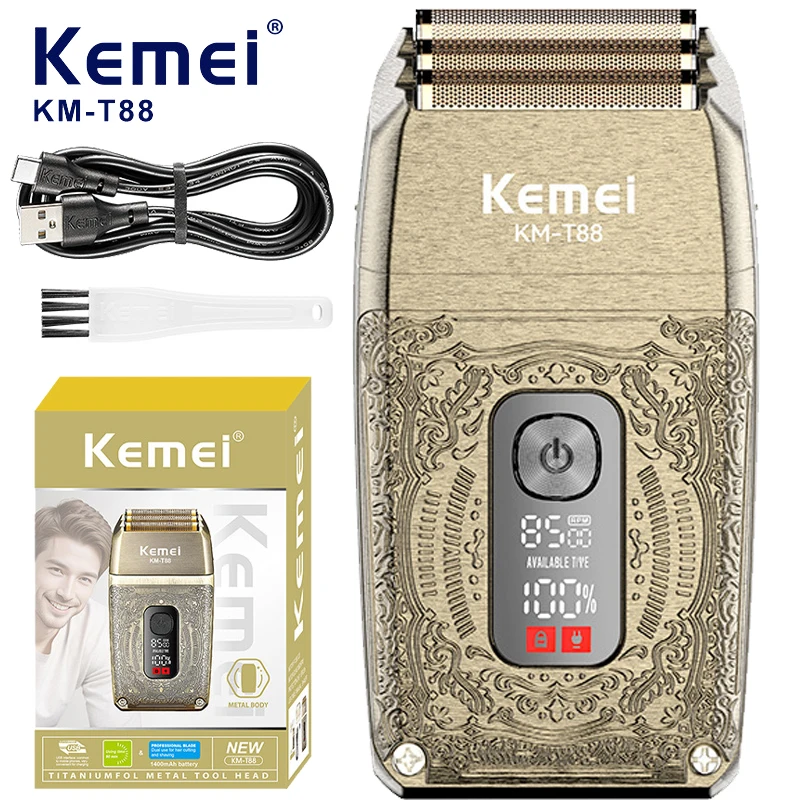 Kemei KM-T88 rasoir Rasoirs Électriques USB charge – gold