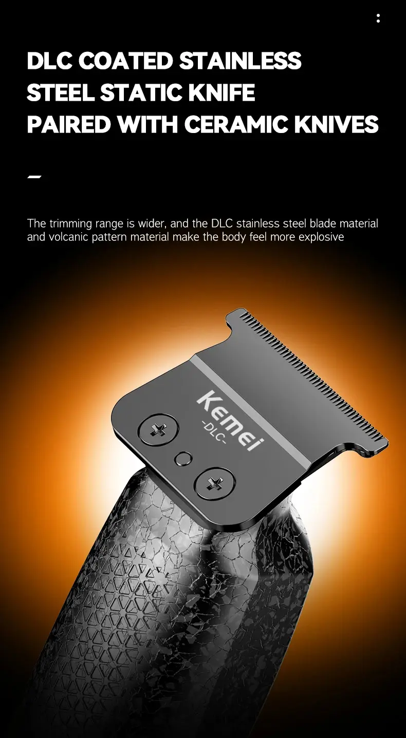 Kemei KM-1687 – Tondeuse cheveux électrique rechargeable corps métallique