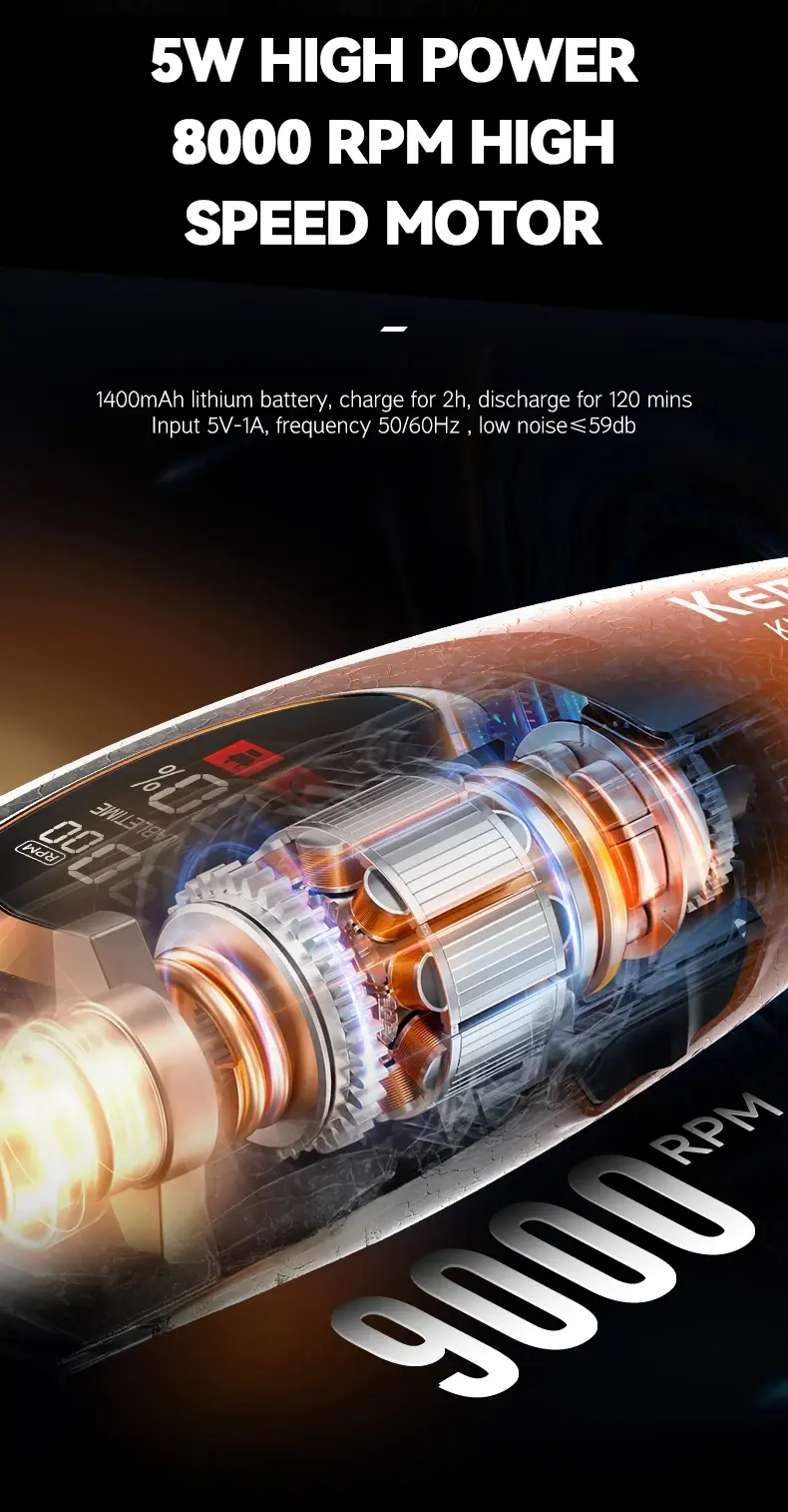 Kemei KM-1687 – Tondeuse cheveux électrique rechargeable corps métallique