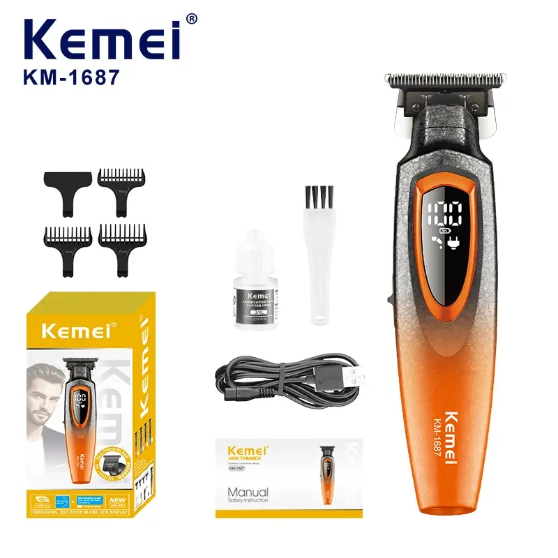 Kemei KM-1687 – Tondeuse cheveux électrique rechargeable corps métallique