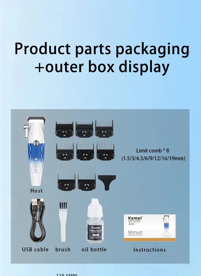 Kemei KM-1689A – Tondeuse cheveux électrique rechargeable 5 W 2500 mAh