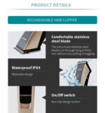 Pritech PR-1987R – Tondeuse électrique professionnelle pour barbe et corps