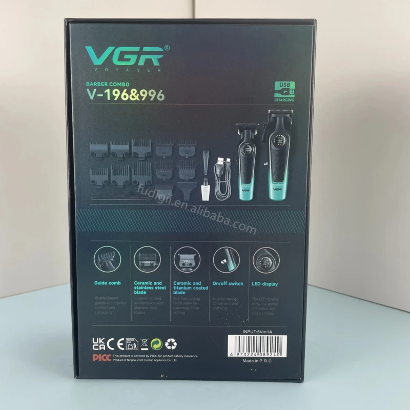 VGR V-196 et V-996 tondeuse cheveux et barbe sans fil avec charge USB