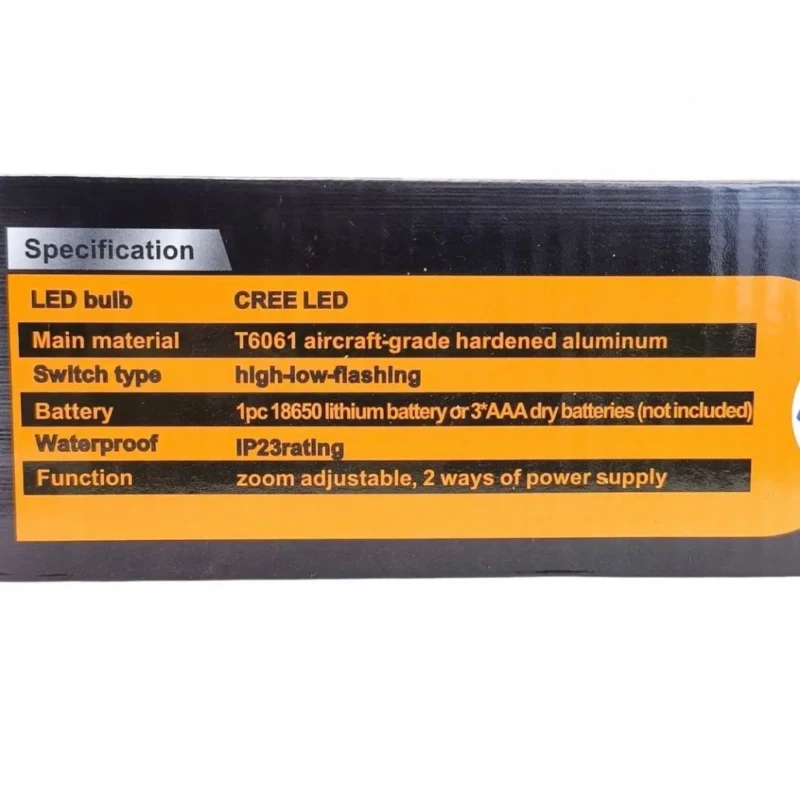 Beetro LA212 – Lampe torche LED rechargeable portative avec zoom ajustable et 3 modes torche beetro torche de poche