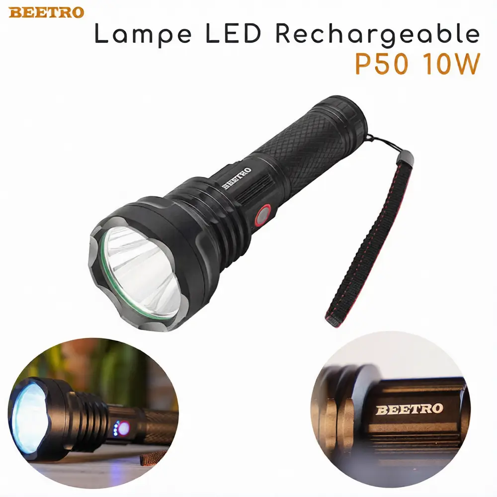 Beetro LA283 – Lampe LED rechargeable P50 10 W Beetro LA283 – Lampe LED rechargeable P50 10 W lamp led beetro torche beetro