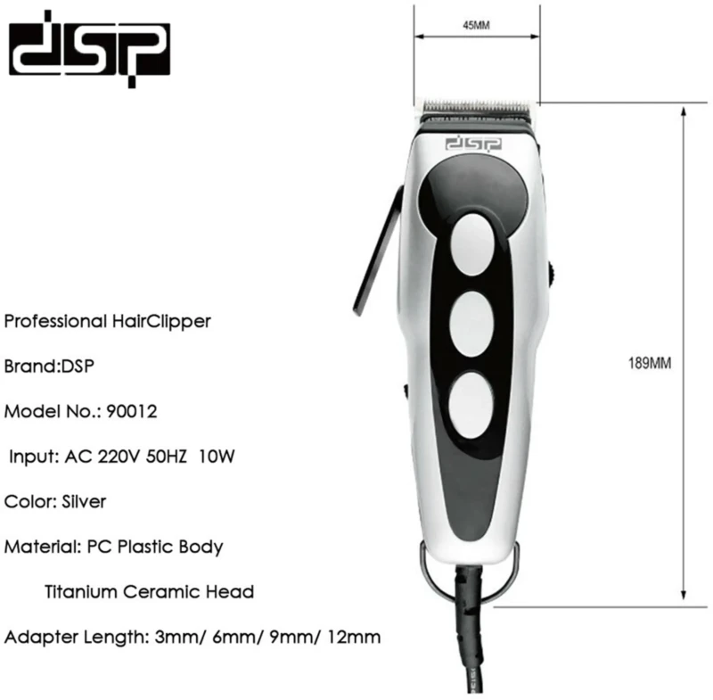 DSP E-90012 tondeuse électrique filaire10 W pour cheveux et barbe