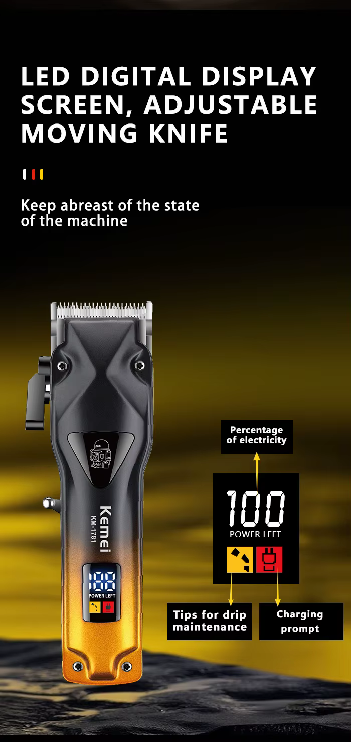 Kemei KM-1781 Tondeuse Cheveux Barbe 5 W 2000 mAh tondeuse avec levier