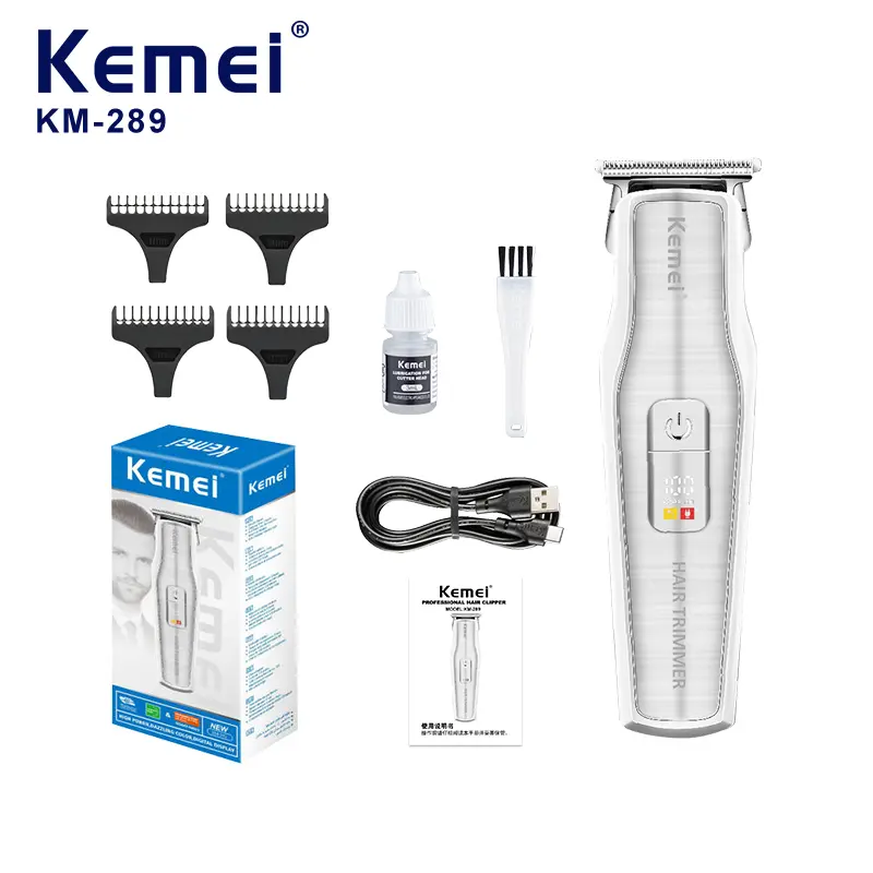 Kemei KM 289 Tondeuse à Cheveux Rechargeable Sans Fil – argent tondeuse bon prix